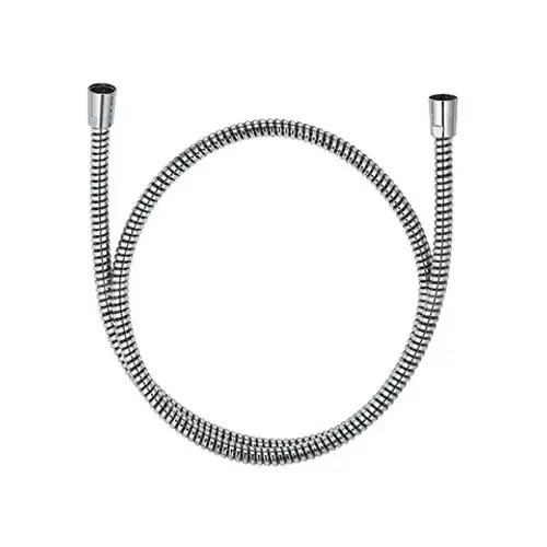 Schlauch mit verchromten Enden, geeignet für Brauseanwendungen, dargestellt in gebogener Form. Marke Kludi erkennbar.